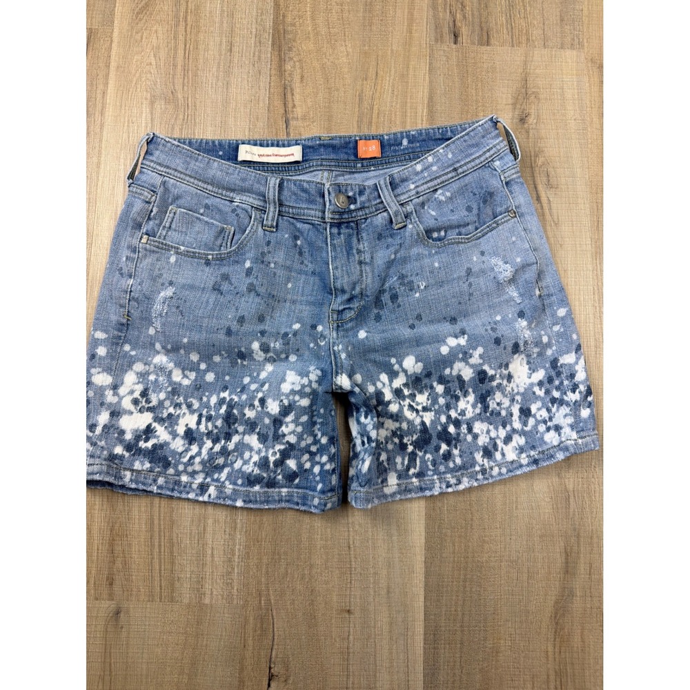Pilcro and the Letterpress Anthropologie Paint Splatter Denim Short Blue Size 28